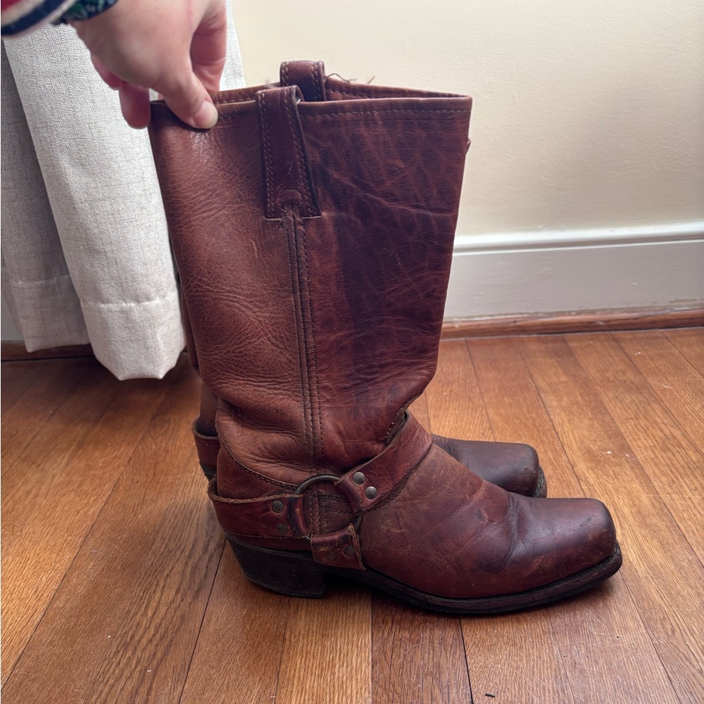 Frye Dark Brown Leather Western Boots